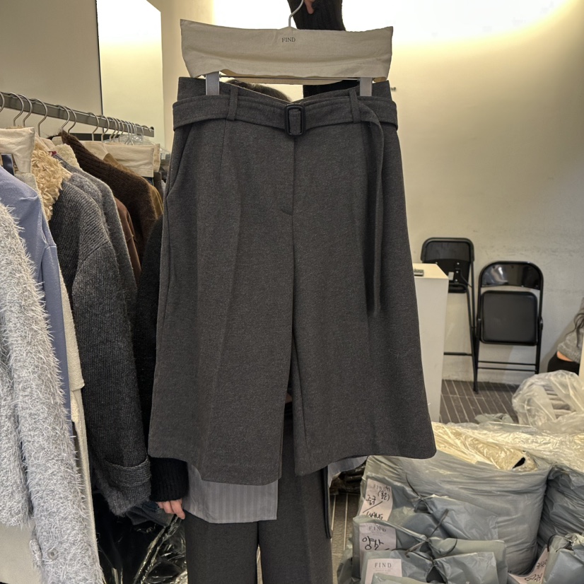 FIND-P東大門㊣代購女裝新品職業人氣休閑推薦真品短褲含腰帶FIND-P短褲圖色3墨色