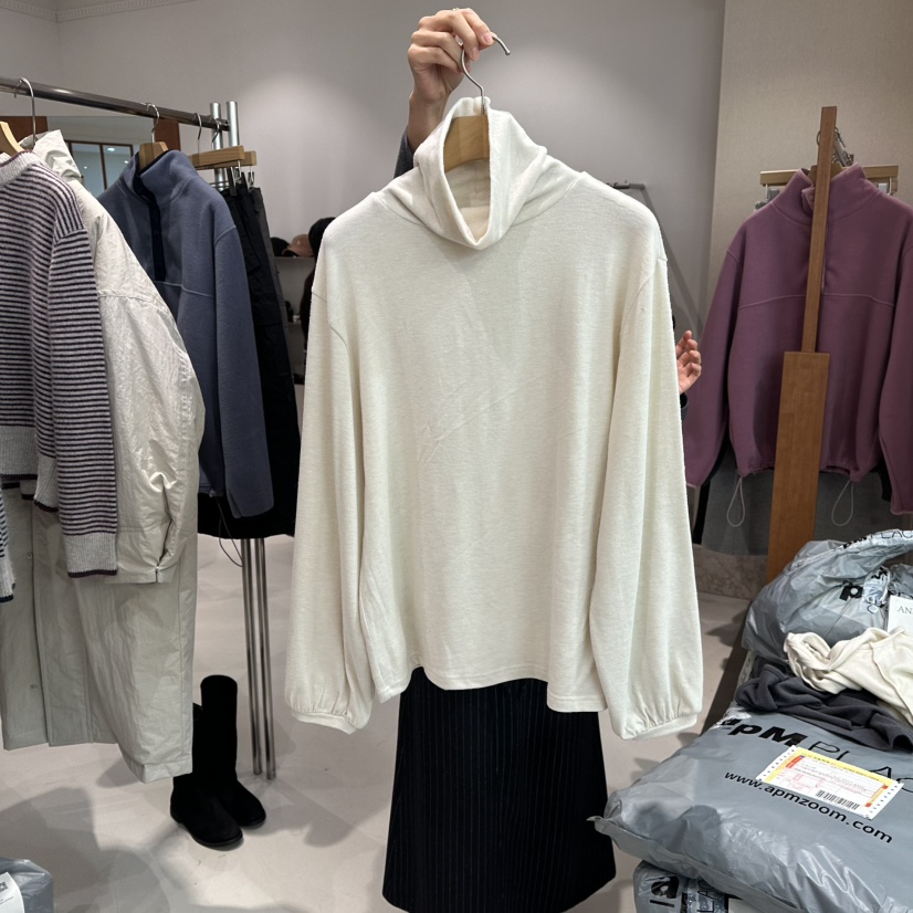 ANDMORE BUTTON韓國代購㊣女裝新品熱賣休閑長袖T恤安哥拉ANDMORE BUTTON長袖T恤圖色1