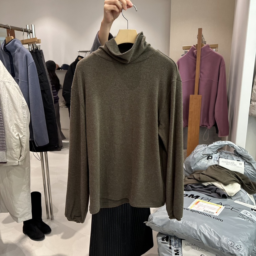 ANDMORE BUTTON韓國代購㊣女裝新品熱賣休閑長袖T恤安哥拉ANDMORE BUTTON長袖T恤圖色2