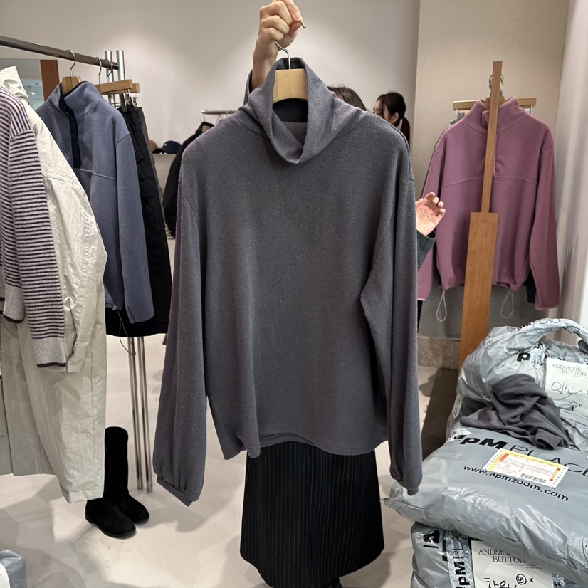 ANDMORE BUTTON韓國代購㊣女裝新品熱賣休閑長袖T恤安哥拉ANDMORE BUTTON長袖T恤圖色3