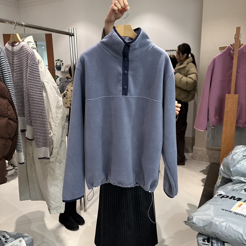 ANDMORE BUTTON東大門㊣代購女裝新品25秋冬推薦休閑衛衣抓絨ANDMORE BUTTON衛衣圖色1