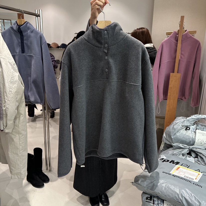 ANDMORE BUTTON東大門㊣代購女裝新品25秋冬推薦休閑衛衣抓絨ANDMORE BUTTON衛衣圖色3