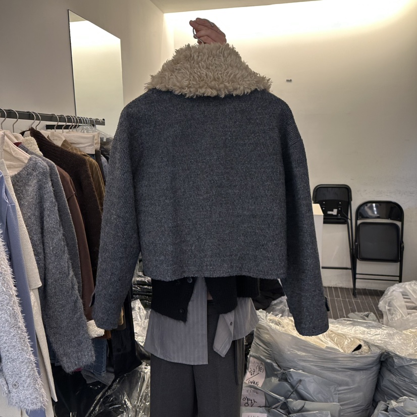 FIND-P東大門㊣實拍女裝新品推薦職業真品人氣短款大衣毛皮FIND-P短款大衣