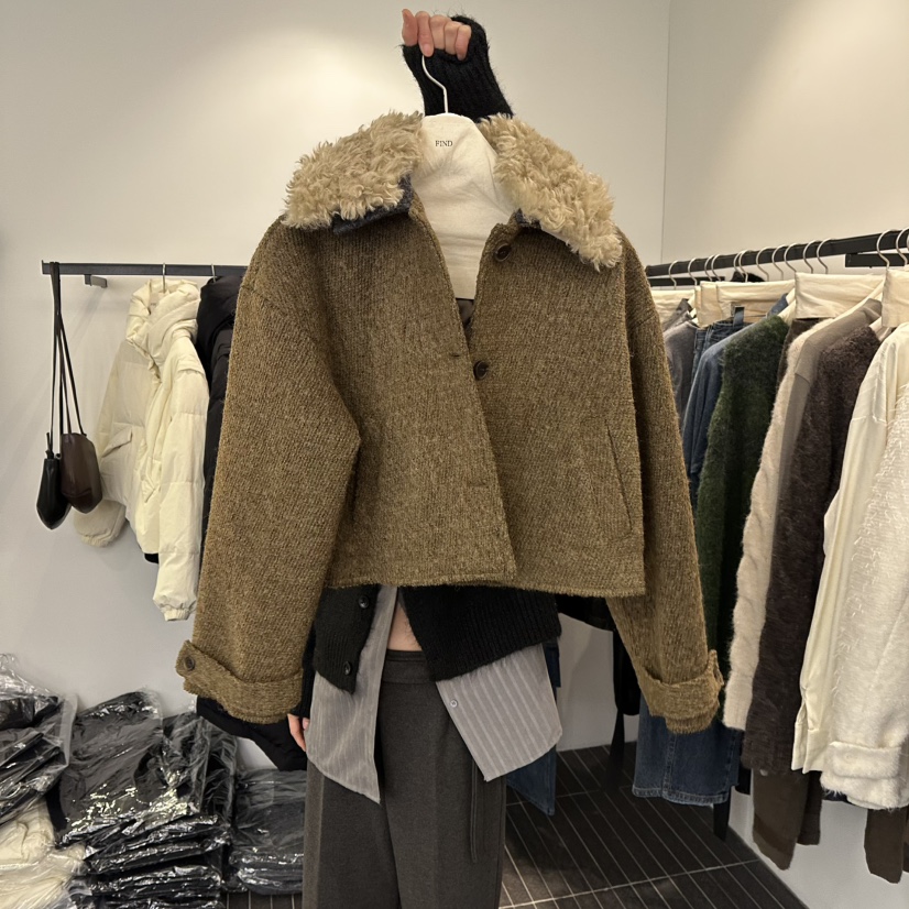 FIND-P東大門㊣實拍女裝新品推薦職業真品人氣短款大衣毛皮FIND-P短款大衣圖色2