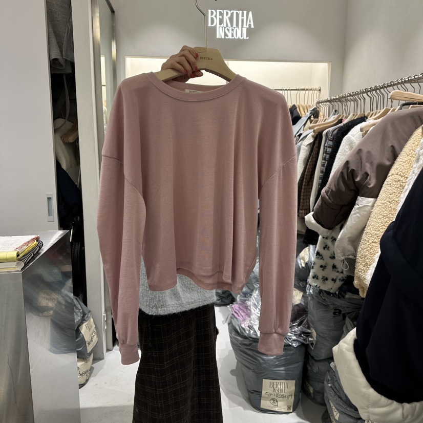 BERTHA韓國直郵㊣女士新款25秋冬休閑真品熱賣時尚長袖T恤絨BERTHA長袖T恤圖色3