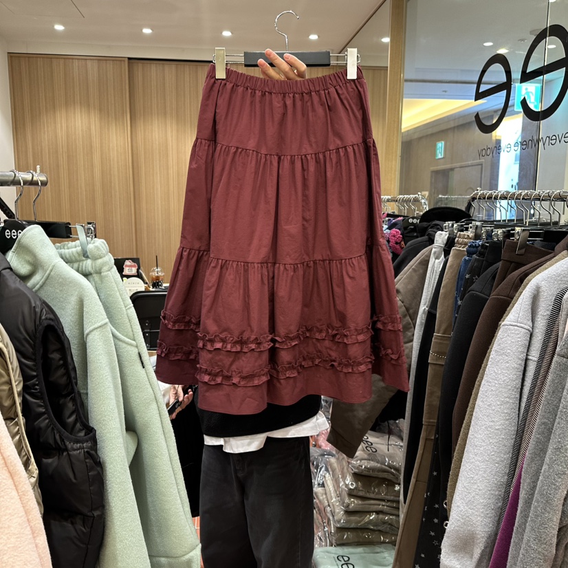 E/E/E東大門㊣實拍女裝新品休閑25秋冬真品熱賣人氣推薦長裙E/E/E長裙