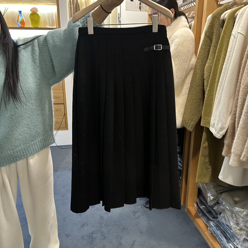 ROUNDER韓國代購㊣女裝新款人氣25秋冬熱賣真品時尚職業長裙ROUNDER長裙圖色2黑色