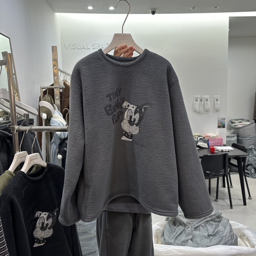 VISUAL SPACE韓國代購㊣女士新款休閑人氣職業長袖T恤加絨VISUAL SPACE長袖T恤圖色2