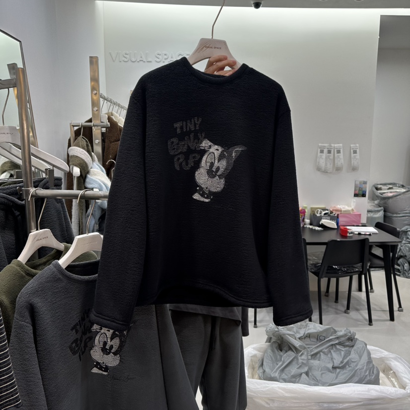 VISUAL SPACE韓國代購㊣女士新款休閑人氣職業長袖T恤加絨VISUAL SPACE長袖T恤圖色3