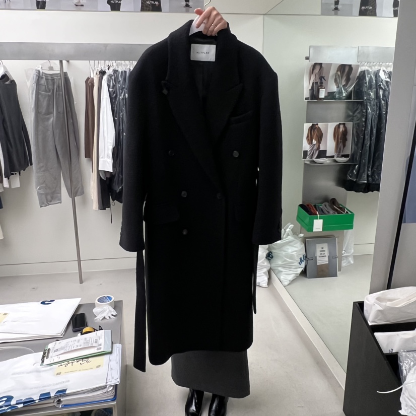 NUTPLAN韓國代購㊣女士新款時尚人氣休閑職業中長款大衣含腰帶NUTPLAN中長款大衣圖色2