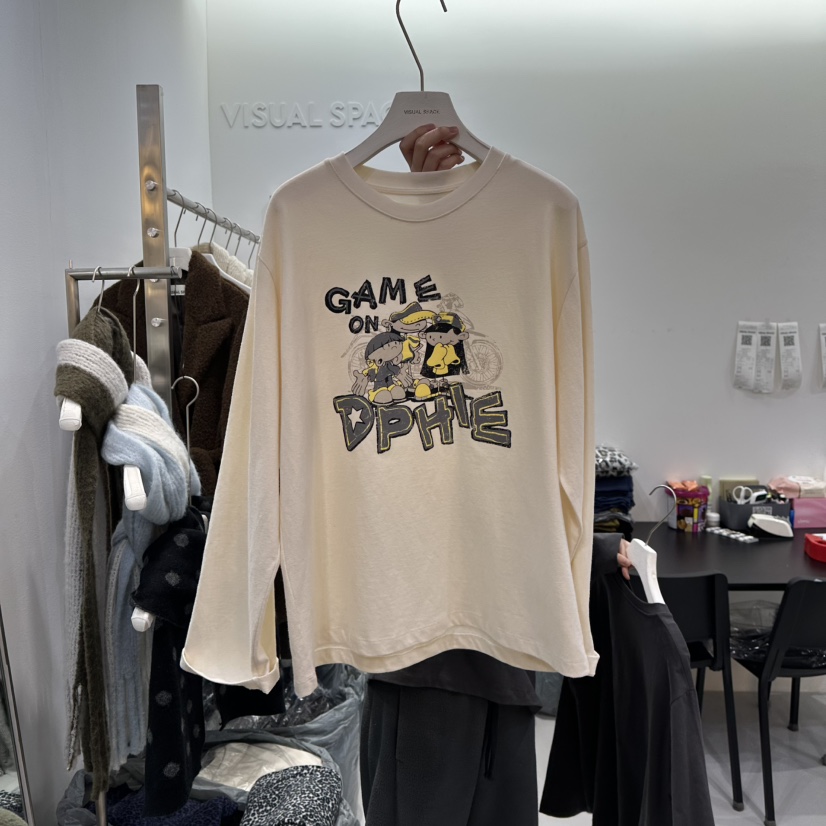 VISUAL SPACE東大門㊣實拍女裝新款時尚人氣職業熱賣長袖T恤VISUAL SPACE長袖T恤圖色1