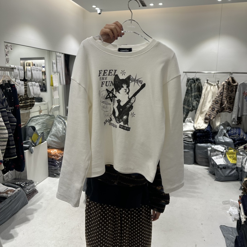 COMBO東大門㊣代購女士新款休閑時尚推薦25秋冬真品長袖T恤COM_BO長袖T恤圖色1