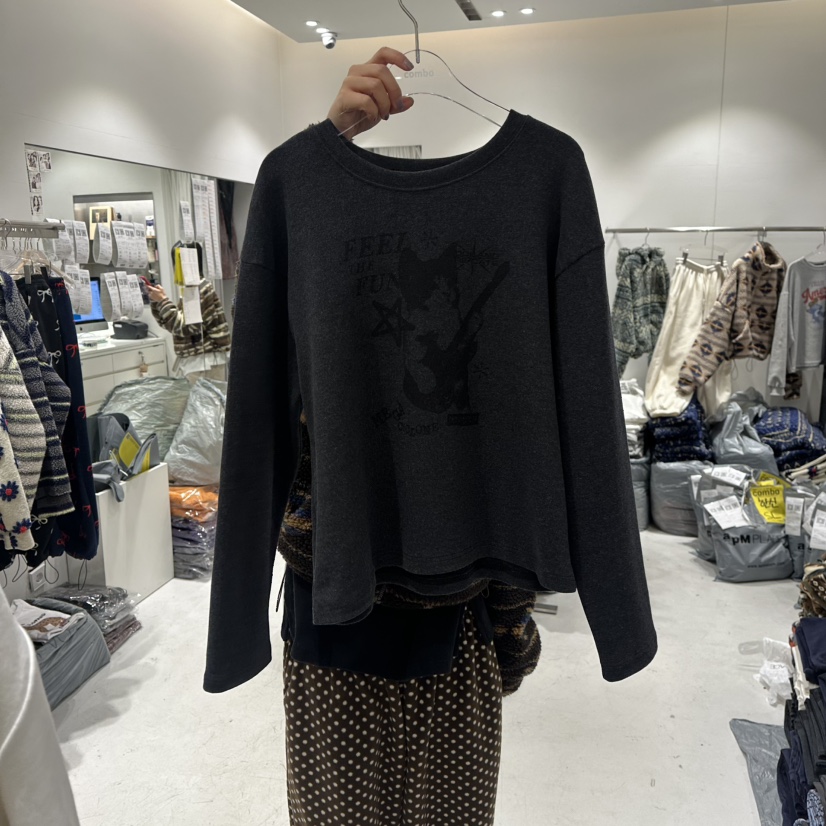 COMBO東大門㊣代購女士新款休閑時尚推薦25秋冬真品長袖T恤COM_BO長袖T恤圖色3黑色