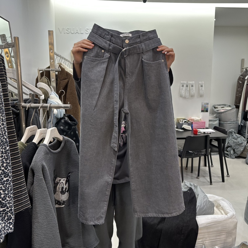 VISUAL SPACE東大門㊣直郵女士新款推薦真品休閑休閑褲腰帶VISUAL SPACE休閑褲圖色1