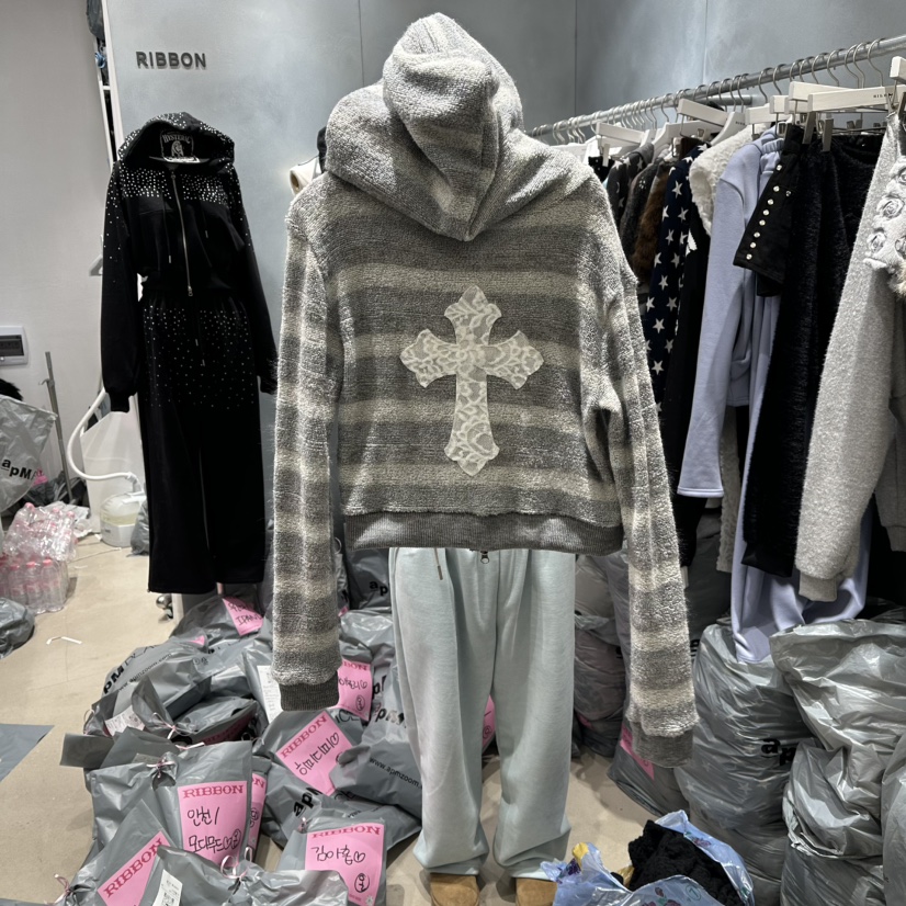 RIBBON東大門㊣實拍女士新品休閑人氣推薦真品夾克拉鏈連帽RIBBON夾克