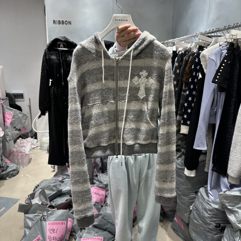 RIBBON東大門㊣實拍女士新品休閑人氣推薦真品夾克拉鏈連帽RIBBON夾克圖色2