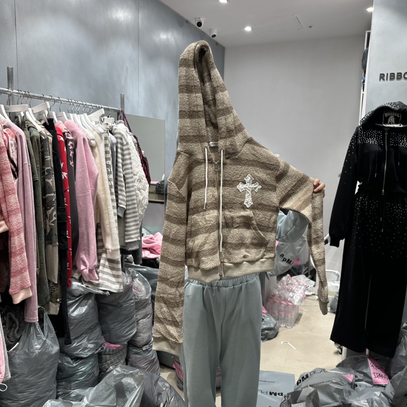 RIBBON東大門㊣實拍女士新品休閑人氣推薦真品夾克拉鏈連帽RIBBON夾克圖色3