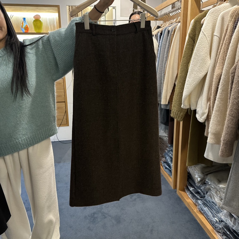 ROUNDER東大門㊣直郵女裝新品推薦人氣真品時尚25秋冬職業長裙ROUNDER長裙圖色2黑色