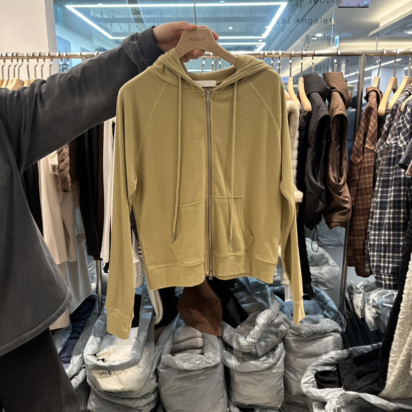 HONG.U韓國直郵㊣女士新款推薦休閑熱賣25秋冬衛衣連帽拉鏈衫HONG.U衛衣圖色1