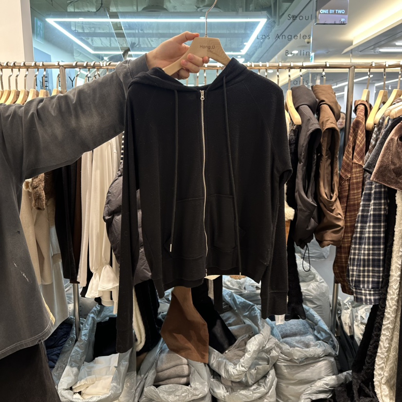 HONG.U韓國直郵㊣女士新款推薦休閑熱賣25秋冬衛衣連帽拉鏈衫HONG.U衛衣圖色3