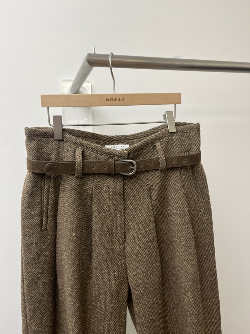 BLENDING-p東大門㊣代購女士新品推薦休閑褲羊毛人字紋不含腰帶BLENDING-p休閑褲