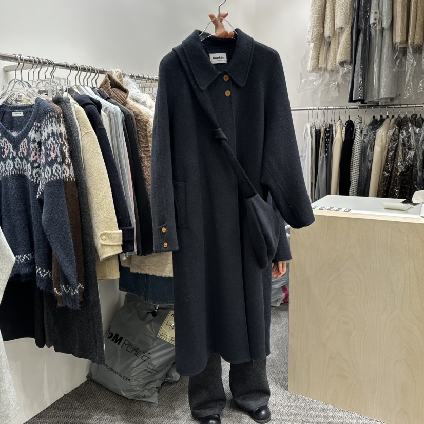 ANNA VERRY-P韓國直郵㊣女裝新品真品25秋冬中長款大衣不含包ANNA VERRY-P中長款大衣圖色2