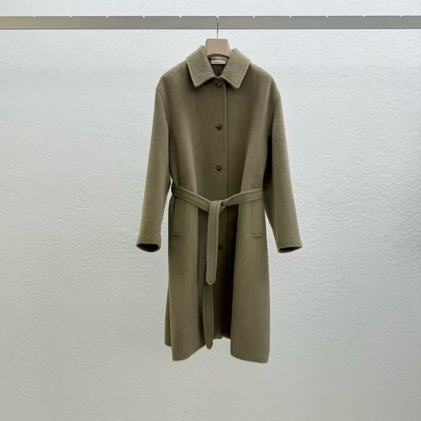 STATEMENT東大門㊣直郵女裝新款休閑人氣25秋冬中長款大衣含腰帶STATEMENT中長款大衣圖色1