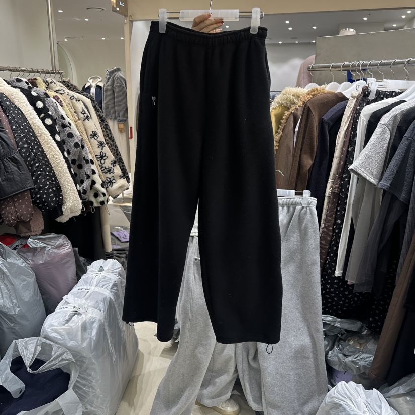 BENE東大門㊣代購女士新品真品時尚職業人氣休閑褲加絨刺繡BENE休閑褲圖色6黑色