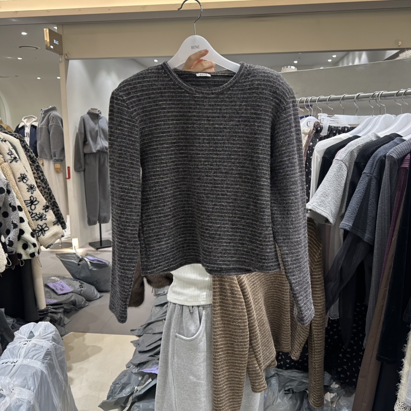 BENE韓國代購㊣女裝新品真品人氣25秋冬推薦職業熱賣針織衫BENE針織衫圖色3棕色