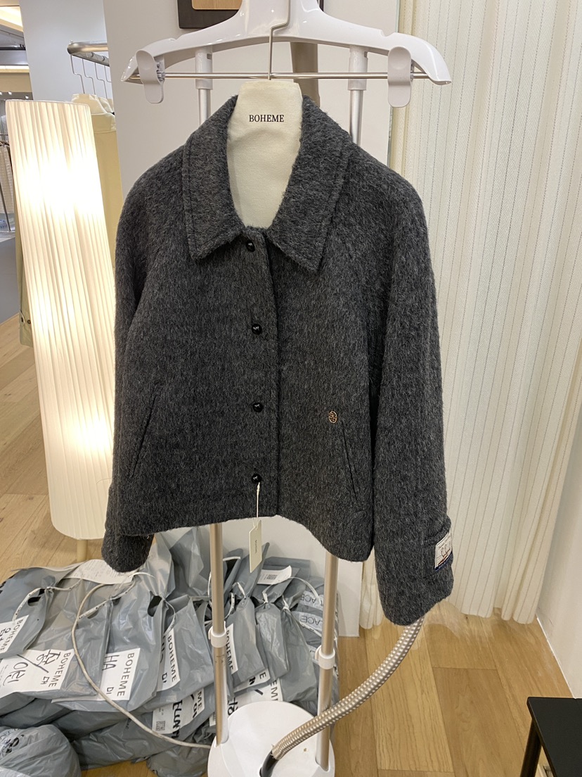 BOHEME東大門㊣直郵女士新款25秋冬職業人氣短款大衣羊駝毛BOHEME短款大衣