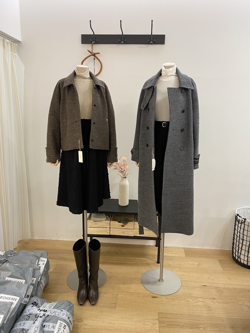 BOHEME東大門㊣直郵女士新款25秋冬職業人氣短款大衣羊駝毛BOHEME短款大衣