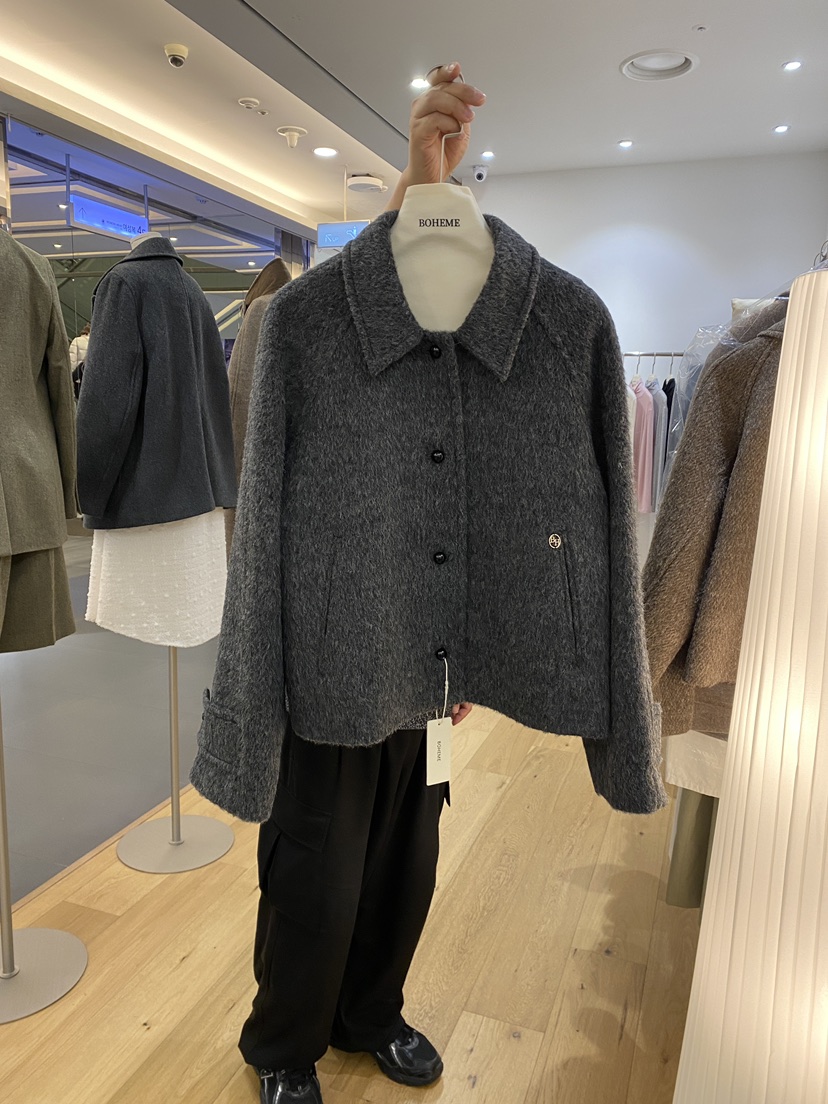 BOHEME東大門㊣直郵女士新款25秋冬職業人氣短款大衣羊駝毛BOHEME短款大衣圖色1