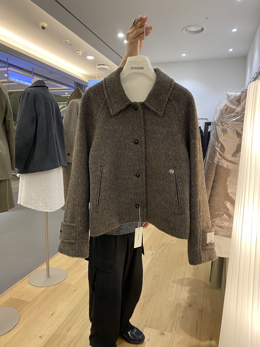 BOHEME東大門㊣直郵女士新款25秋冬職業人氣短款大衣羊駝毛BOHEME短款大衣圖色2