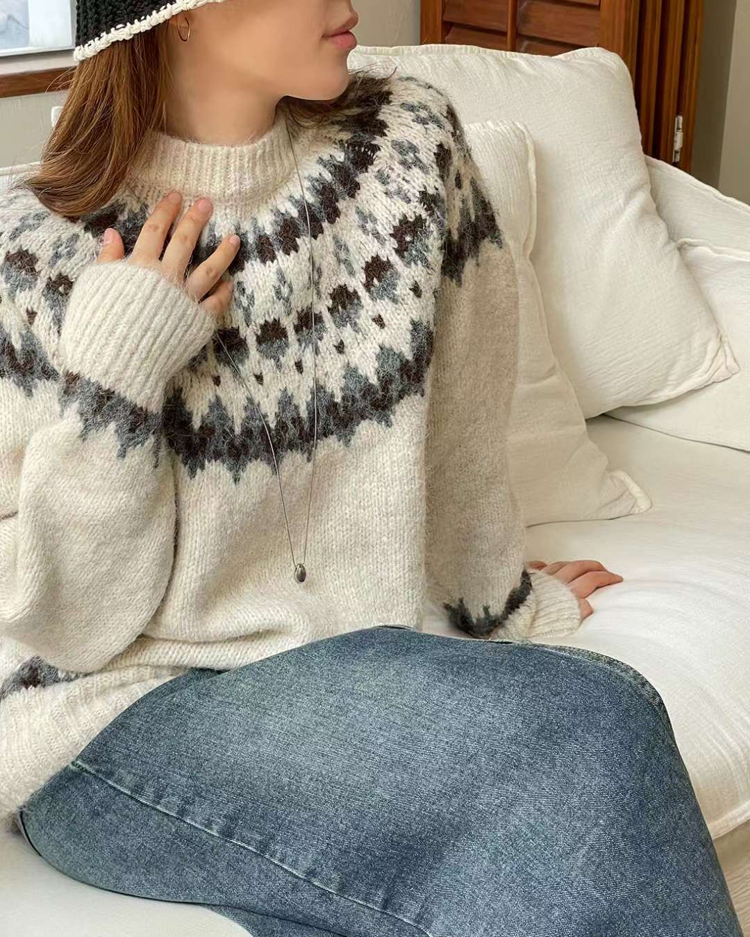 EROOM韓國代購㊣女士新品25秋冬推薦時尚真品熱賣人氣休閑毛衣EROOM毛衣