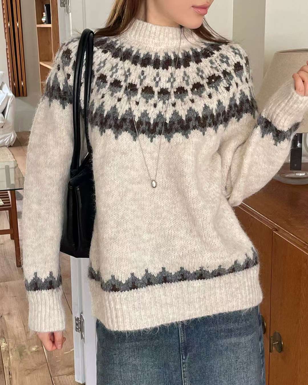 EROOM韓國代購㊣女士新品25秋冬推薦時尚真品熱賣人氣休閑毛衣EROOM毛衣