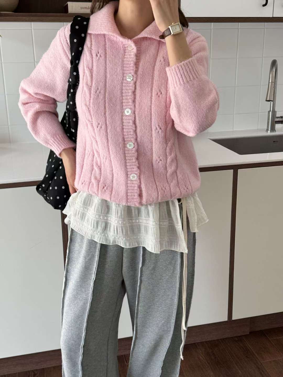 EROOM韓國代購㊣女士新品休閑時尚職業推薦25秋冬人氣針織衫EROOM針織衫圖色2