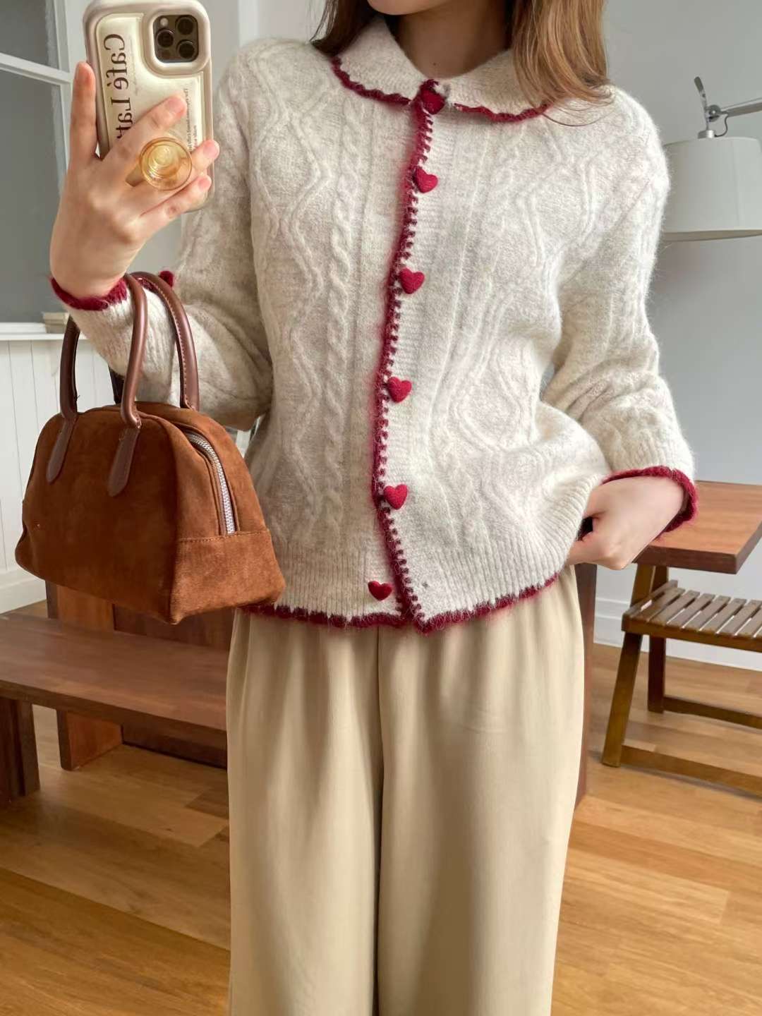 EROOM東大門㊣代購女裝新款25秋冬休閑推薦時尚人氣毛衣開衫EROOM毛衣圖色2