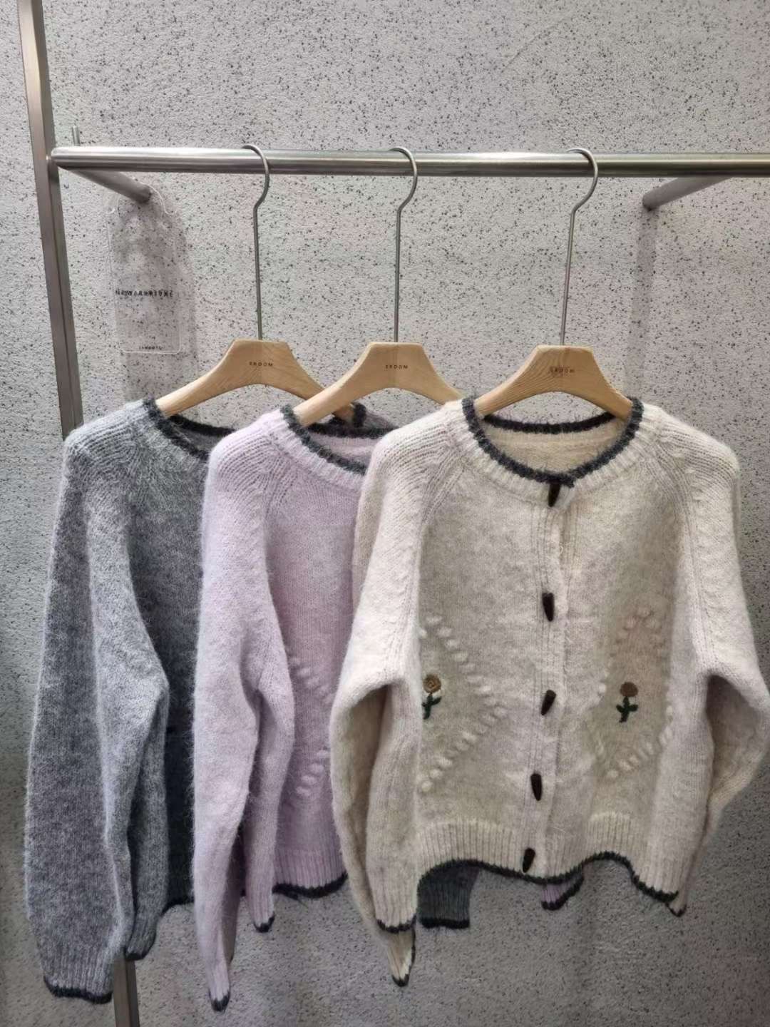 EROOM韓國直郵㊣女裝新款25秋冬職業人氣熱賣真品針織衫開衫EROOM針織衫圖色1左一色