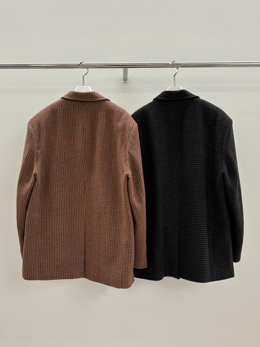 PEBBLE東大門㊣直郵女士新款25秋冬推薦職業時尚夾克羊毛格紋PEBBLE/LAYER夾克