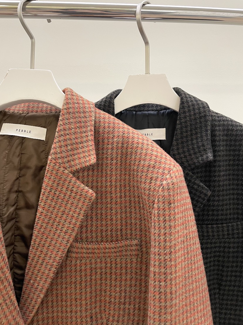 PEBBLE東大門㊣直郵女士新款25秋冬推薦職業時尚夾克羊毛格紋PEBBLE/LAYER夾克