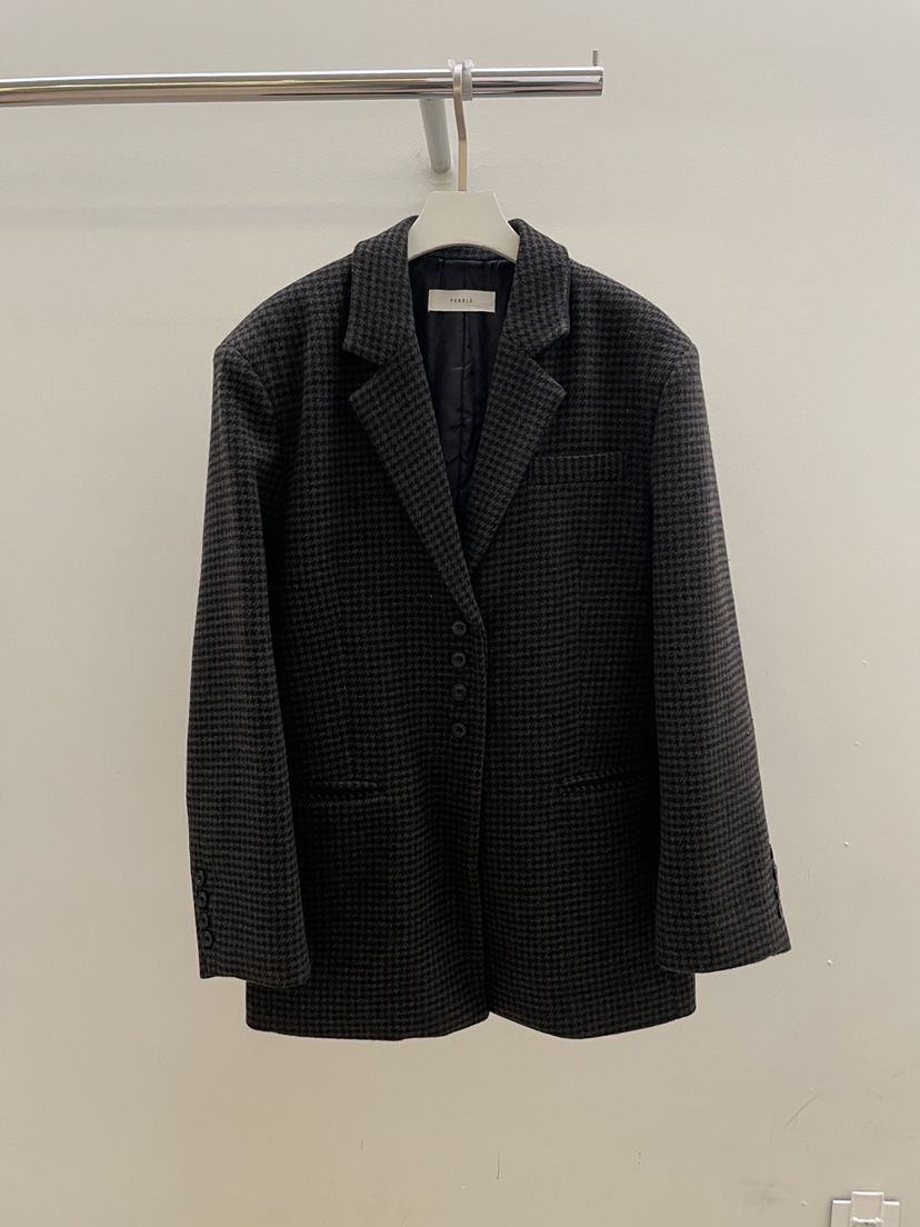 PEBBLE東大門㊣直郵女士新款25秋冬推薦職業時尚夾克羊毛格紋PEBBLE/LAYER夾克圖色2