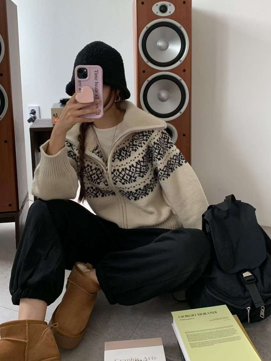 EROOM東大門㊣直郵女裝新品熱賣休閑25秋冬職業真品針織衫拉鏈EROOM針織衫