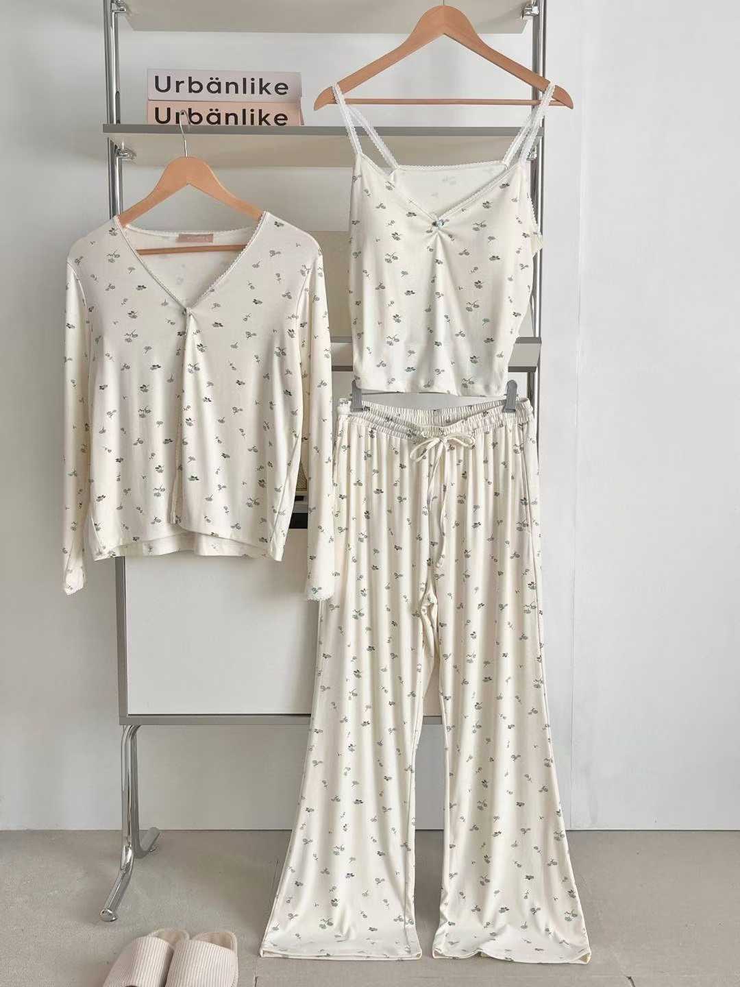 VICTORIA-P韓國代購㊣女裝新款真品推薦25秋冬時尚睡衣三件套VICTORIA睡衣圖色1