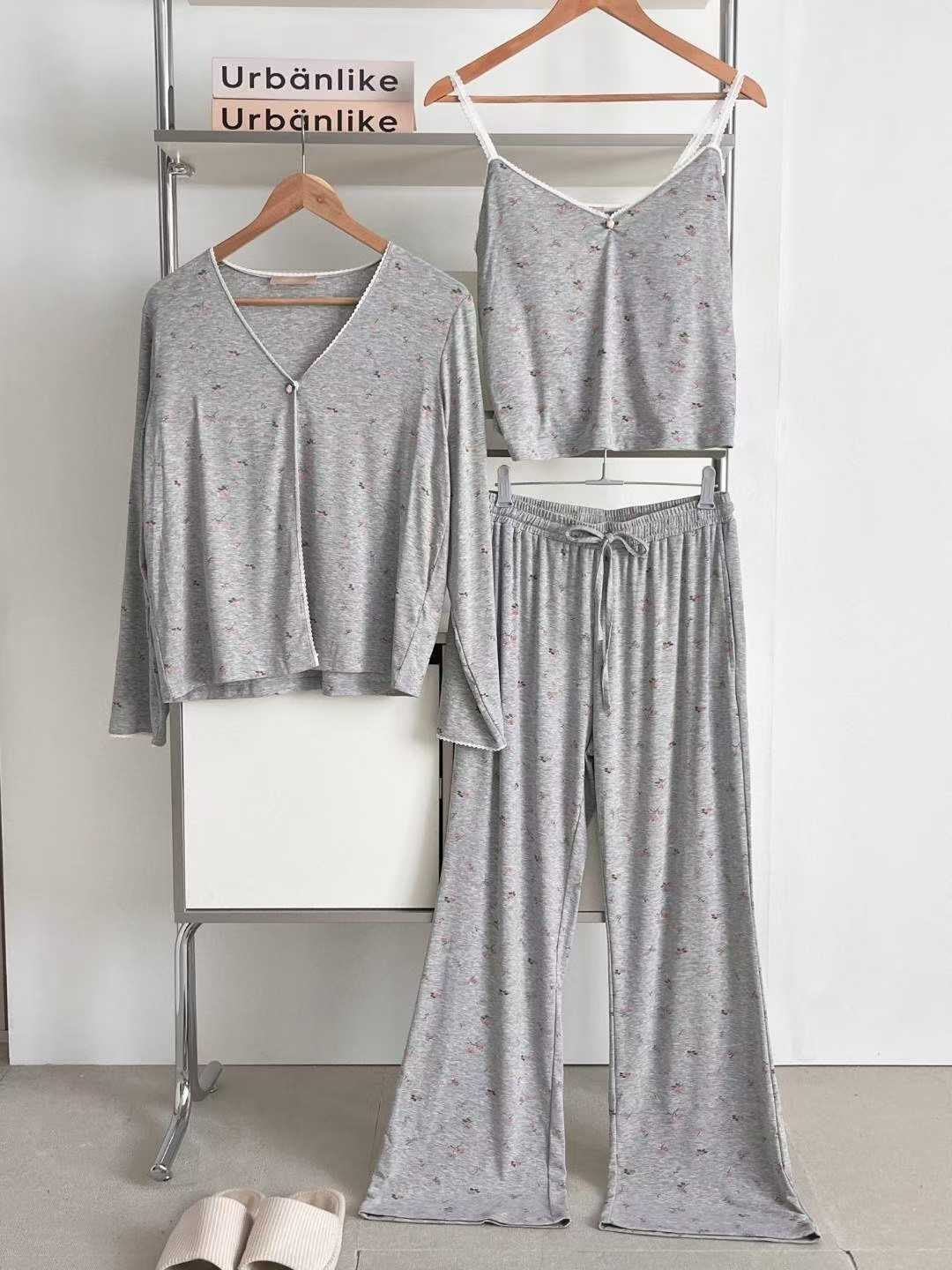 VICTORIA-P韓國代購㊣女裝新款真品推薦25秋冬時尚睡衣三件套VICTORIA睡衣圖色2