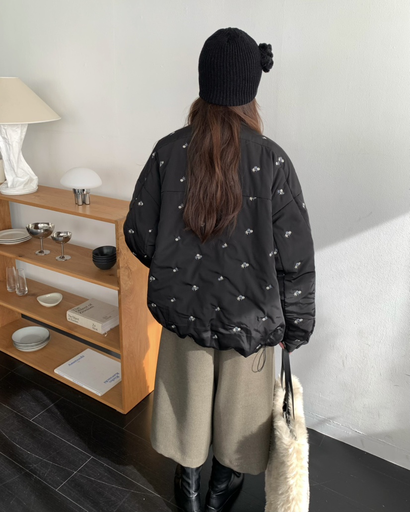 PEBBLE東大門㊣實拍女裝新品熱賣真品25秋冬短款棉服口袋絎縫PEBBLE/LAYER短款棉服