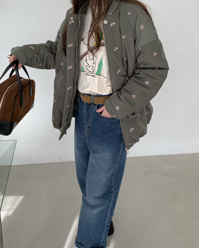 PEBBLE東大門㊣實拍女裝新品熱賣真品25秋冬短款棉服口袋絎縫PEBBLE/LAYER短款棉服