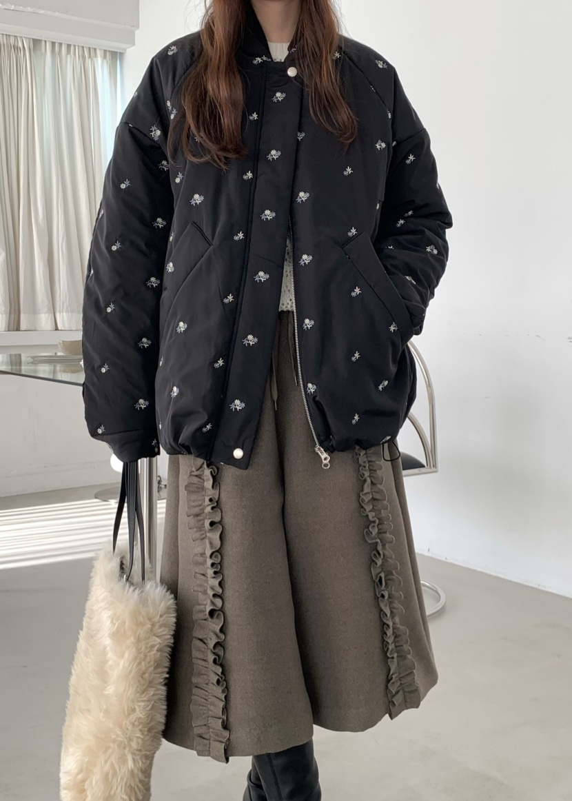 PEBBLE東大門㊣實拍女裝新品熱賣真品25秋冬短款棉服口袋絎縫PEBBLE/LAYER短款棉服