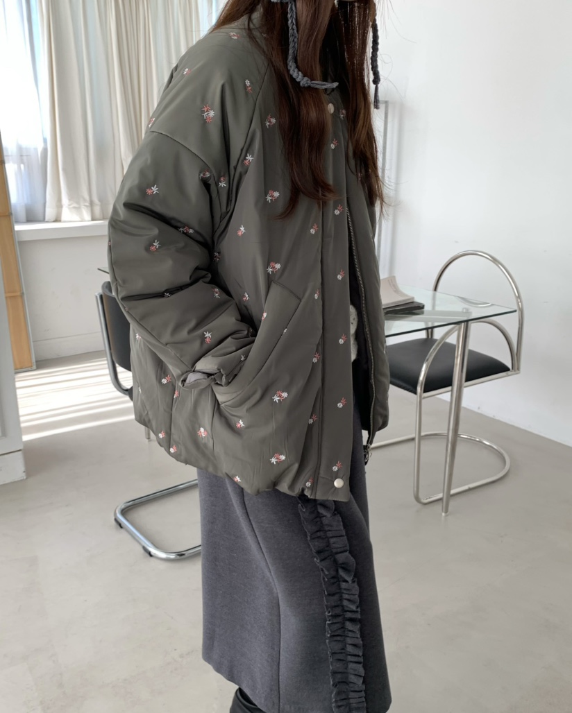 PEBBLE東大門㊣實拍女裝新品熱賣真品25秋冬短款棉服口袋絎縫PEBBLE/LAYER短款棉服