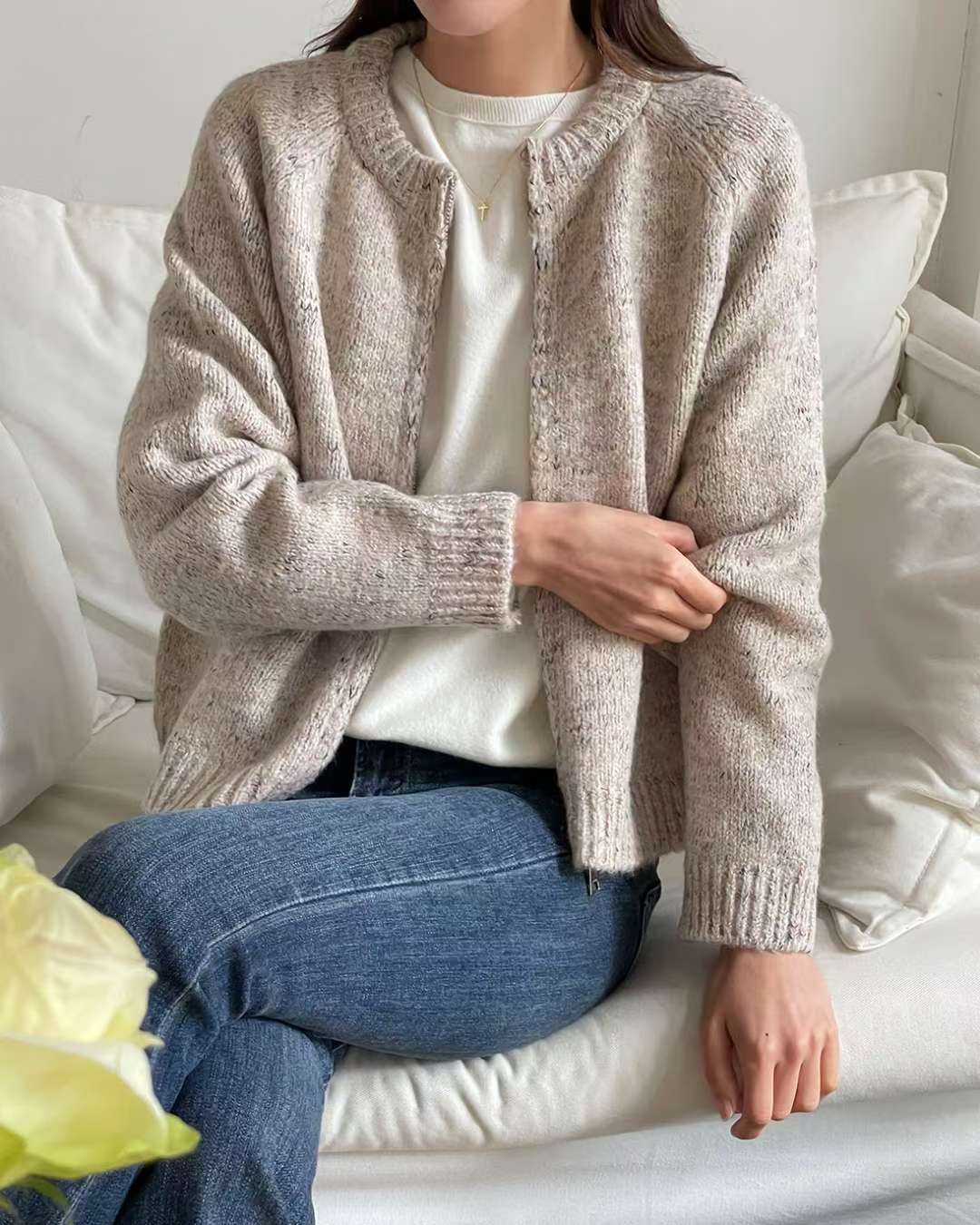 EROOM韓國直郵㊣女士新款職業人氣時尚推薦休閑25秋冬毛衣拉鏈EROOM毛衣