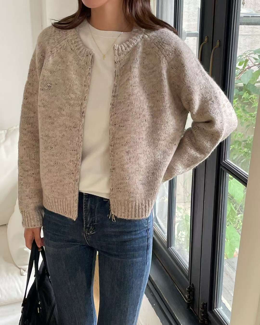 EROOM韓國直郵㊣女士新款職業人氣時尚推薦休閑25秋冬毛衣拉鏈EROOM毛衣